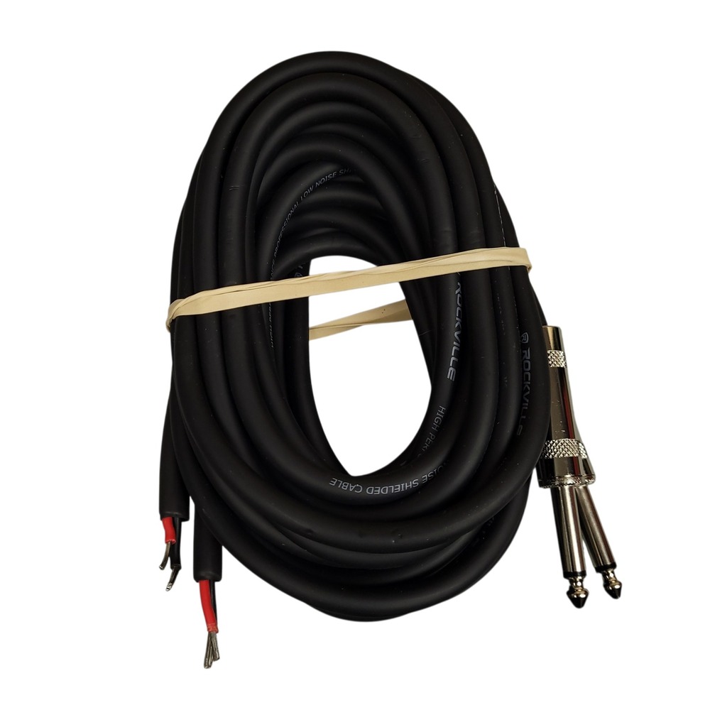 2 Pack Rockville RTSBW10 10ft 1/4" TS to Bare Wire Speaker Cable 16 AWG NEW